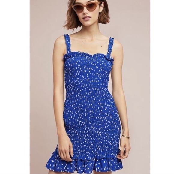 Faithfull the Brand Del Mar Mini Dress in Cobalt Betina Floral Size 2 - Picture 13 of 13